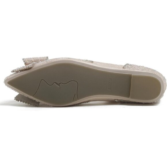 Qxcgdyxt Flat Shoes Women Cream Polyurethane (PU) Ballet Slip On Sparkly Flats - Picture 5 of 7